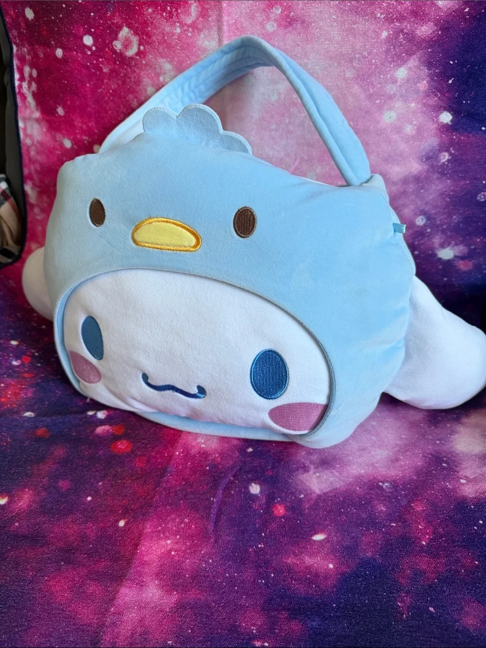 Cute Blue Plush Kids Character Handbag with Face Design